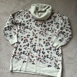 Anthropologie leopard print tunic sweater